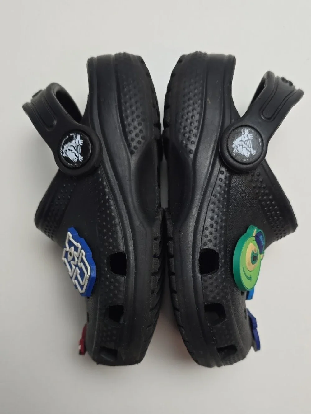Kids Black Clog Shoes with Fun Pixar Charms Size C7